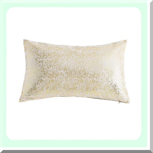 Gold Sparkle Velvet Accent Pillow Cover - Metallic F Print Lumbar Cushion Case for Bedroom & Sofa - Hidden Zipper Closure - Soft Decorative Rectangle Throw Pillow - Cream - 12 x 20 - 1 Pack