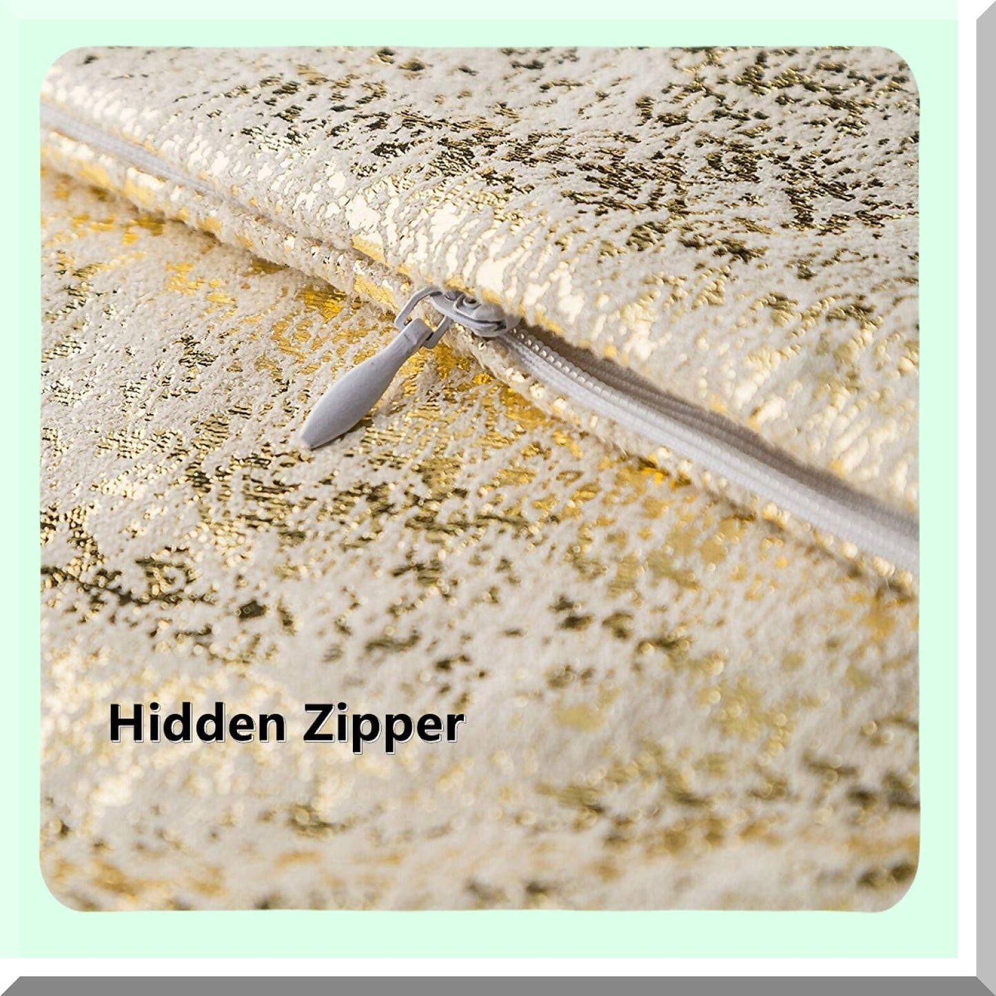 Gold Sparkle Velvet Accent Pillow Cover - Metallic F Print Lumbar Cushion Case for Bedroom & Sofa - Hidden Zipper Closure - Soft Decorative Rectangle Throw Pillow - Cream - 12 x 20 - 1 Pack