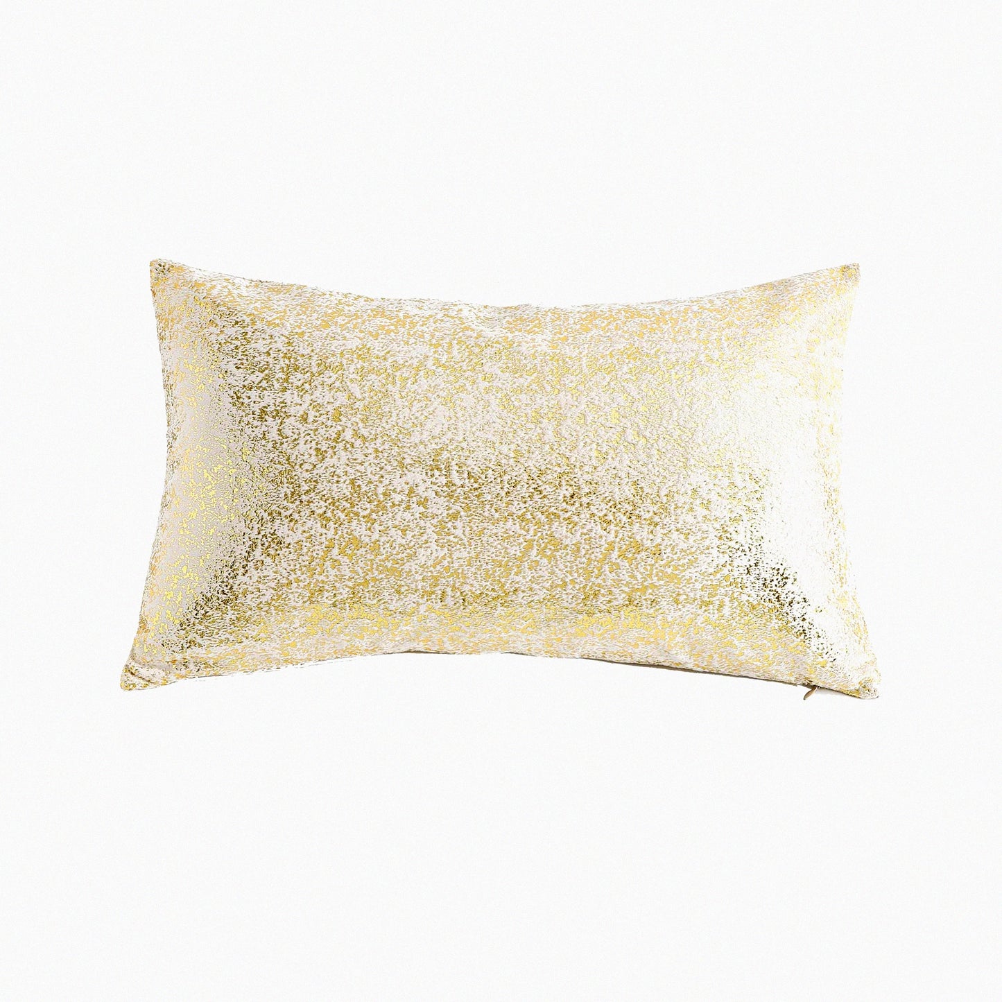 Gold Sparkle Velvet Accent Pillow Cover - Metallic F Print Lumbar Cushion Case for Bedroom & Sofa - Hidden Zipper Closure - Soft Decorative Rectangle Throw Pillow - Cream - 12 x 20 - 1 Pack