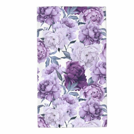 Purple Floral Long Hand Towel 27.5x15.7in