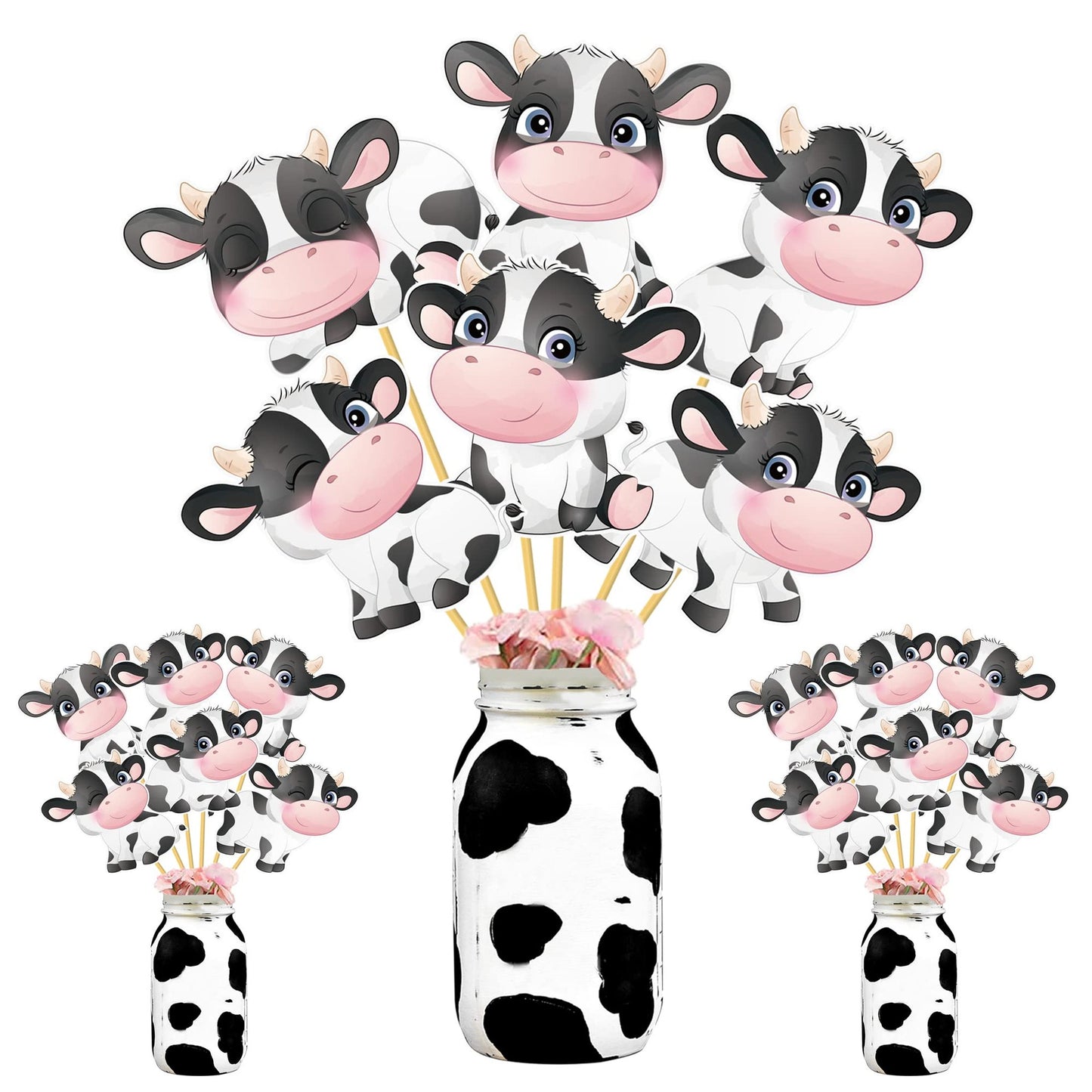 Cowtopia Party Table Toppers - Set of 24 Cow Theme Centerpieces for Farm Birthday & Baby Shower Decor. Perfect for Cow Party Centerpieces!