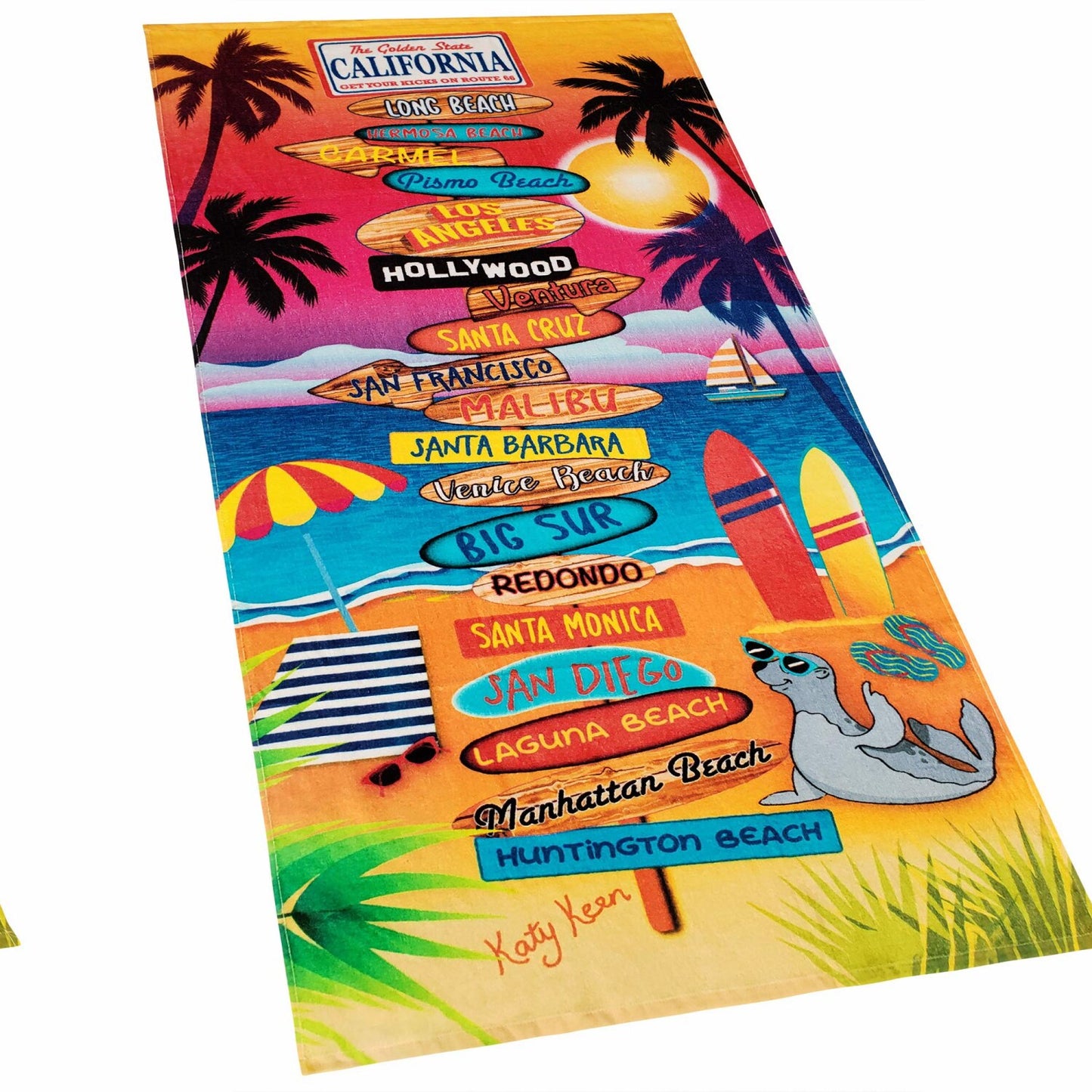 California Beach Towel 30 x 60 Inches State Flag