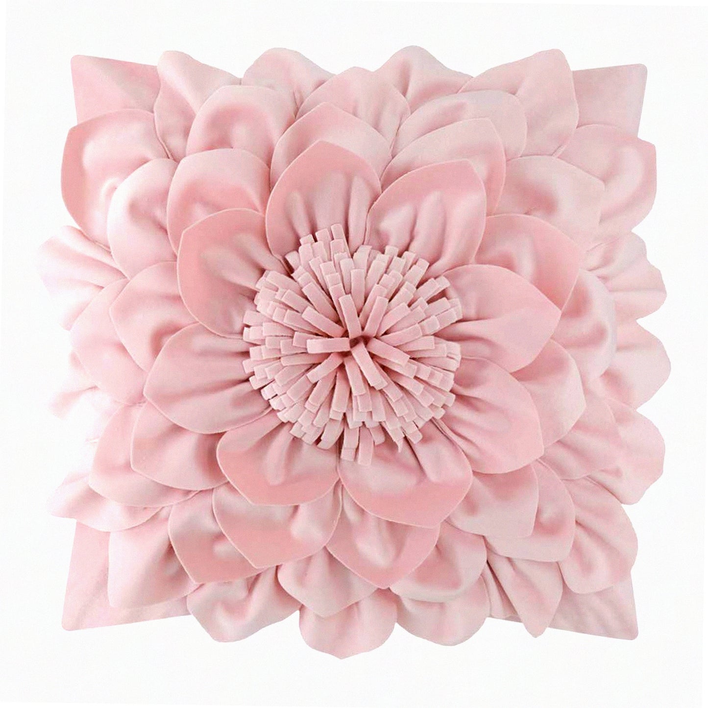 Floral Bliss 3D Throw Pillow Covers - Sofa Bed Home Decor - 18x18 Inch - Light Pink - Decorative Pillowcases - Room Accent - Flower Design