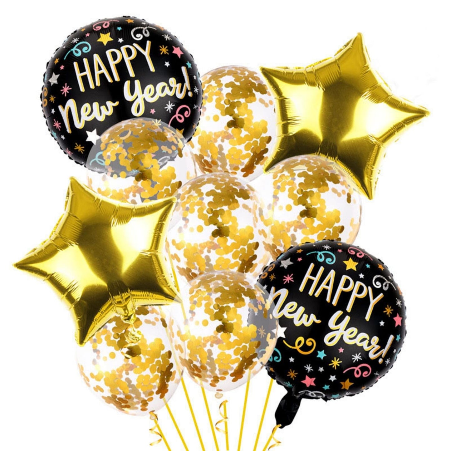 Elegant Black and Gold New Year Balloons for Parties