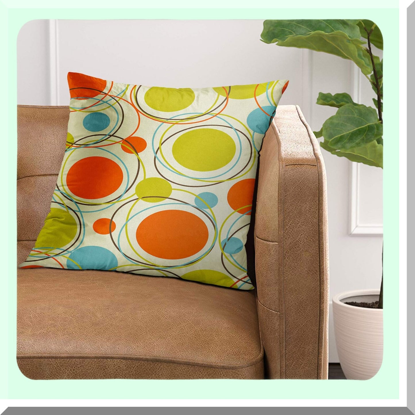 Retro Abstract Mid Century Modern Decorative Pillow Cover - Colorful 1950s 1960s Home Decor Square 16x16 Inches Pillowcase