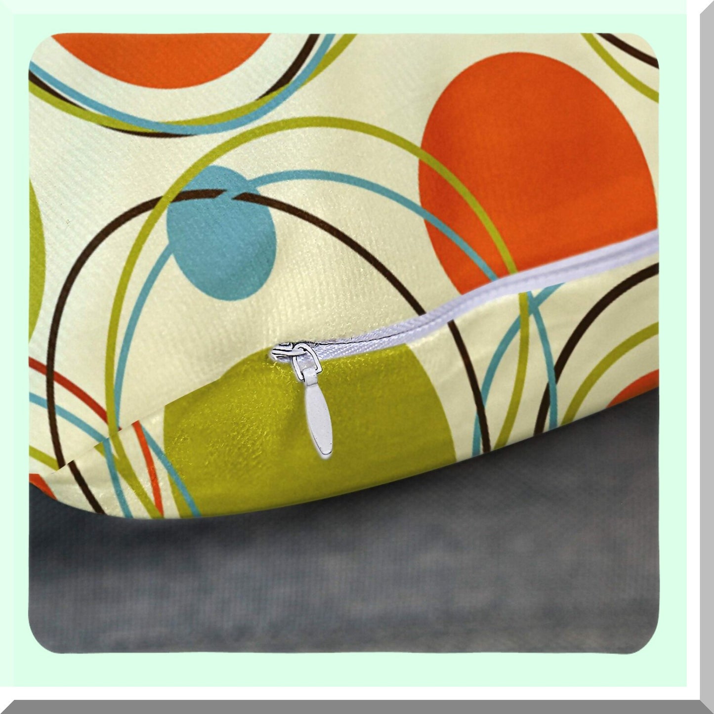 Retro Abstract Mid Century Modern Decorative Pillow Cover - Colorful 1950s 1960s Home Decor Square 16x16 Inches Pillowcase