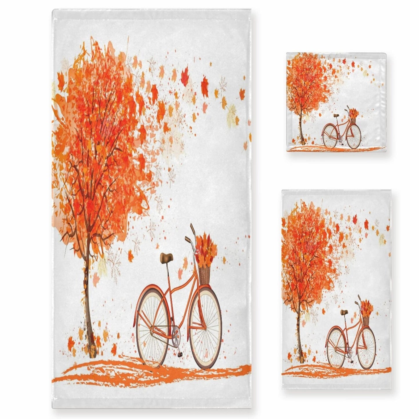Autumn Fall Tree Bicycle 3-Piece Towel Set