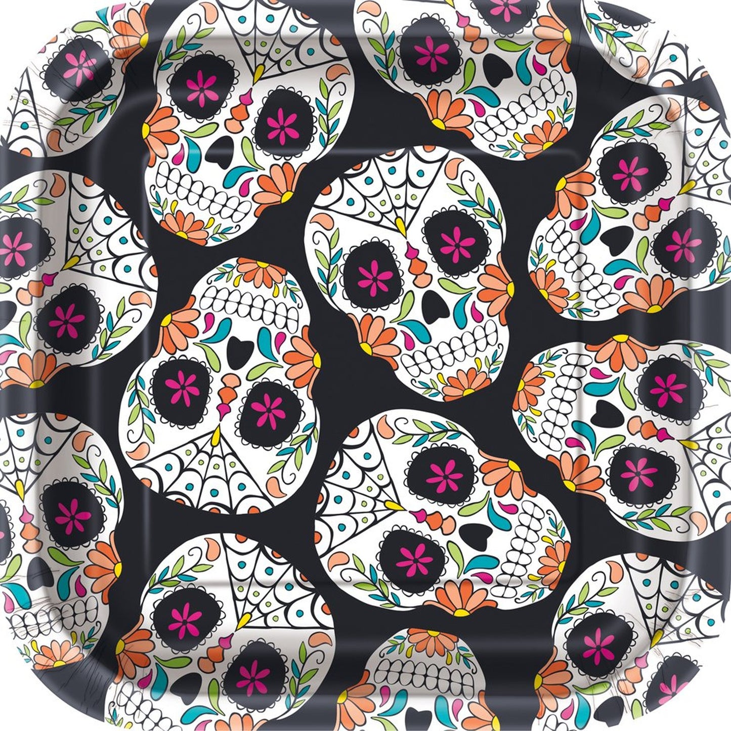 Day of the Dead Paper Square Dessert Plates 7" x 7"