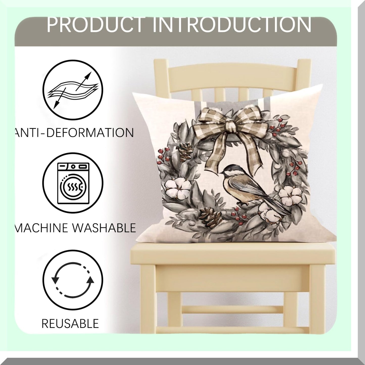 Winter Wonderland Snowman Decorative Pillow Covers Set - Let It Snow Truck Tree Porch Outdoor Home Decor - Holiday Seasonal Couch Cushion Case - White Stripe Gloves Wreath Theme - 18x18, Pack of 4