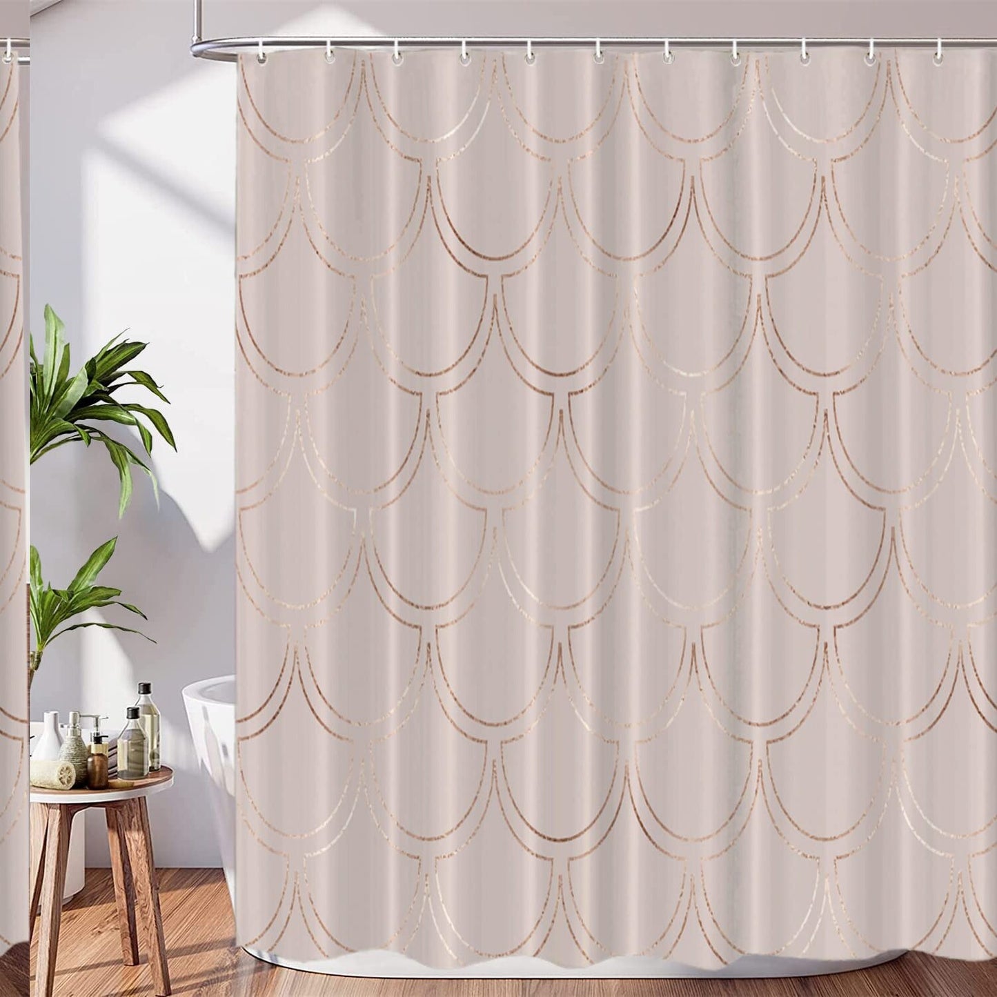 Art Rose Gold Decor Shower Curtain Set 72x72 Inch