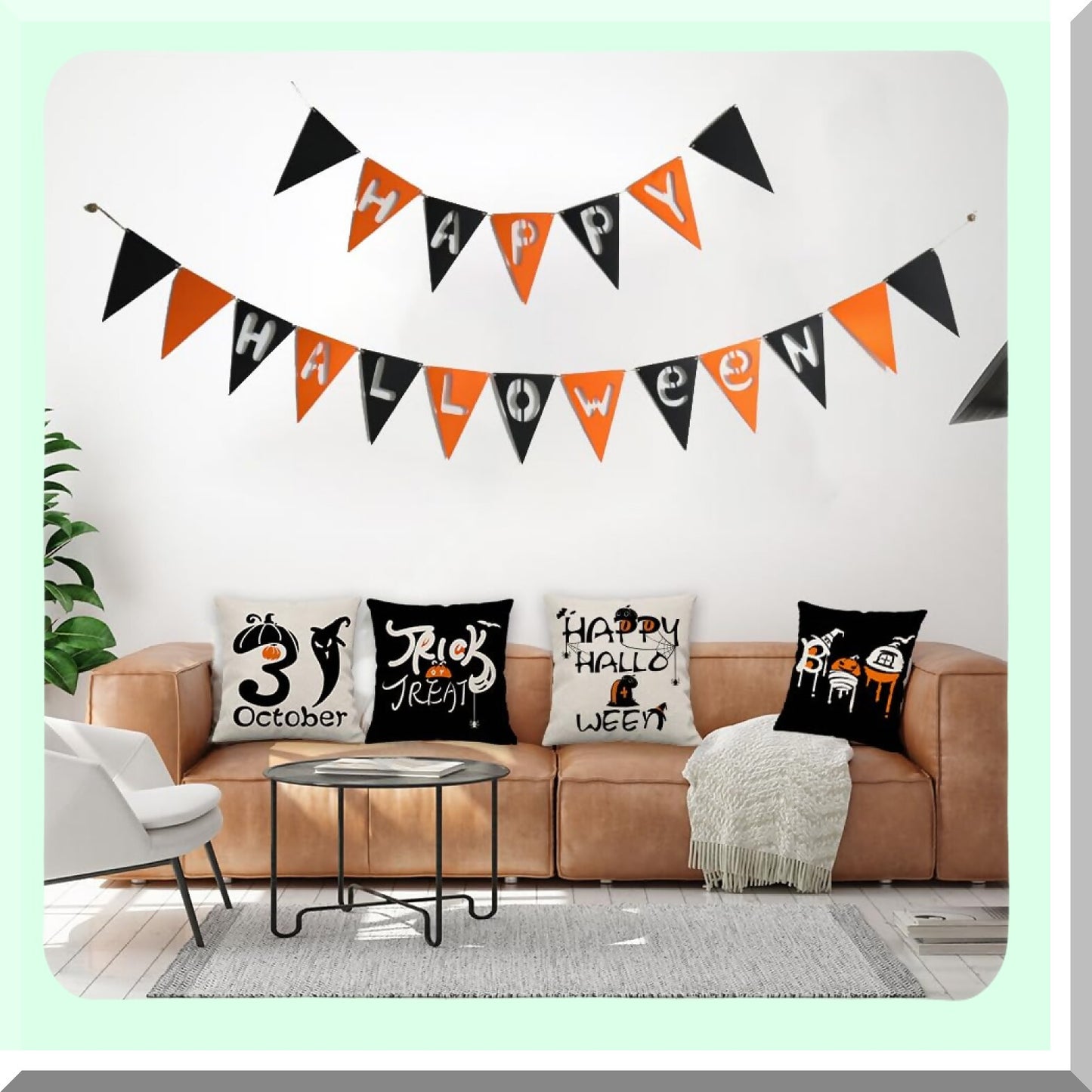 Spider Web Trick or Treat Pillow Cover Set - 20x20 Black White Cotton Linen Sofa Decor Cushion Case Outdoor Home Throw Pillowcases 4-Pack