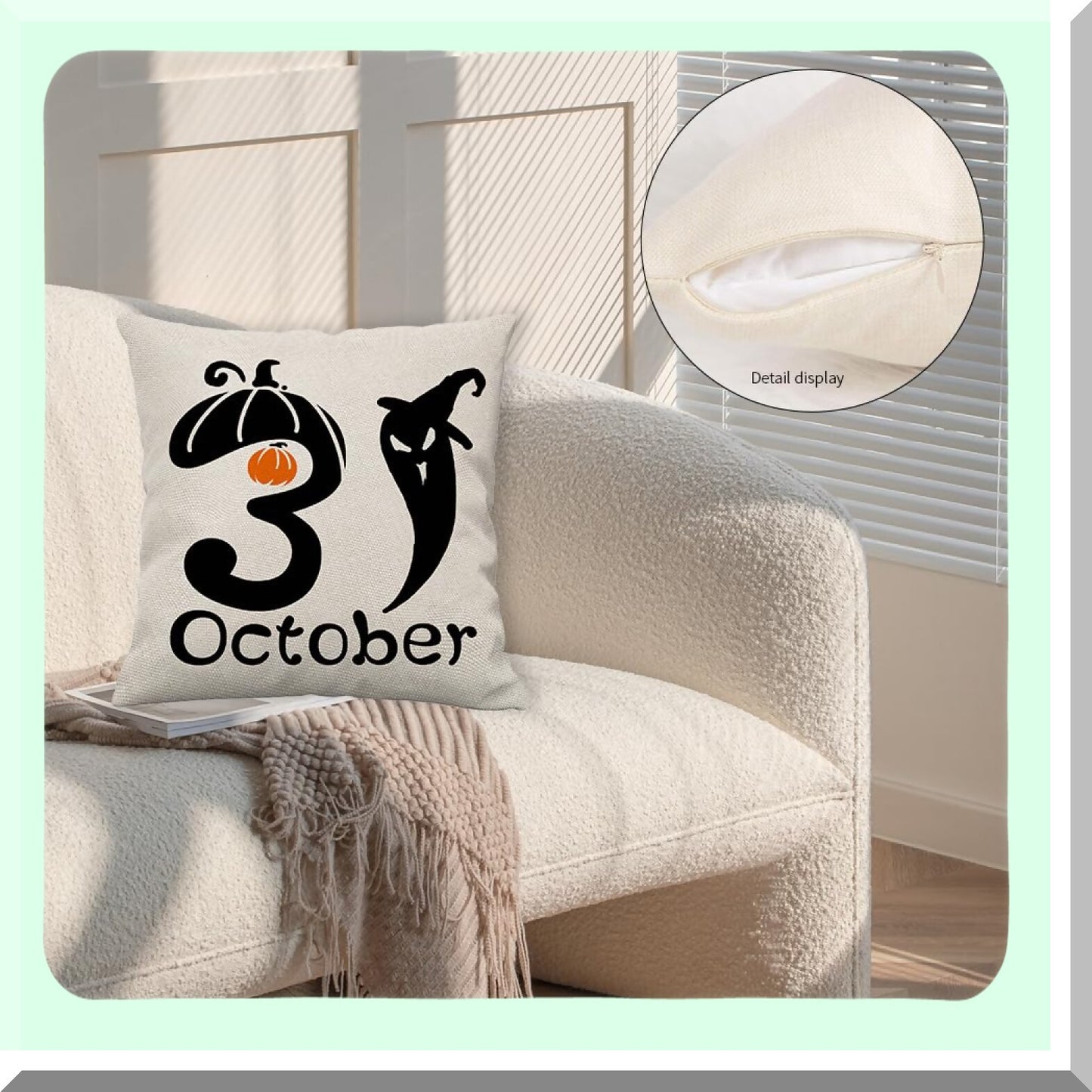 Spider Web Trick or Treat Pillow Cover Set - 20x20 Black White Cotton Linen Sofa Decor Cushion Case Outdoor Home Throw Pillowcases 4-Pack