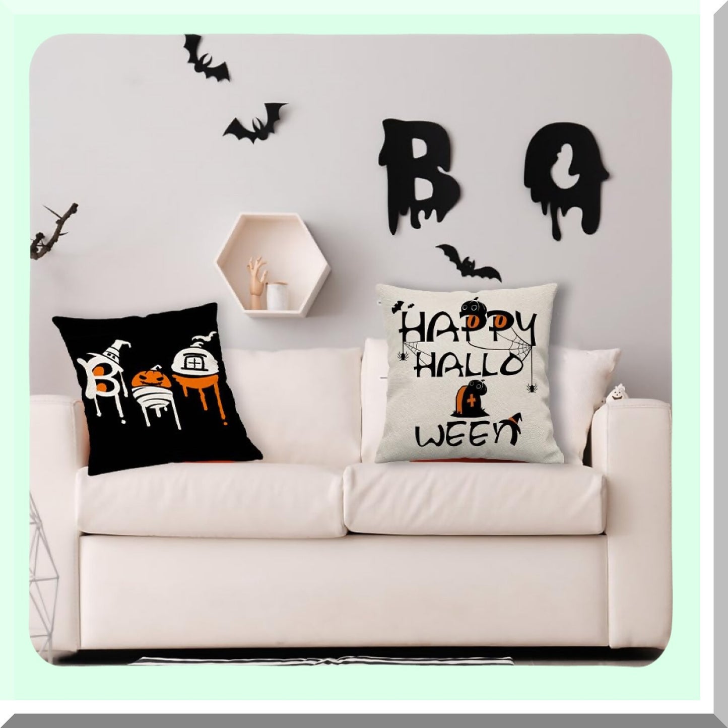 Spider Web Trick or Treat Pillow Cover Set - 20x20 Black White Cotton Linen Sofa Decor Cushion Case Outdoor Home Throw Pillowcases 4-Pack