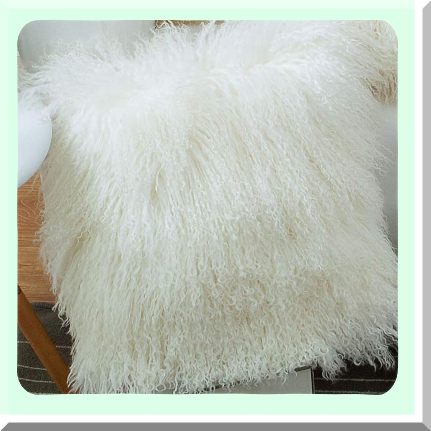 Luxurious White Mongolian Lamb Plush Pillow Cover - Soft Curly Sheep Cushion Case for Home Decor - Square Throw Protector - 16 X 16 Inch Wool Pillow Cover