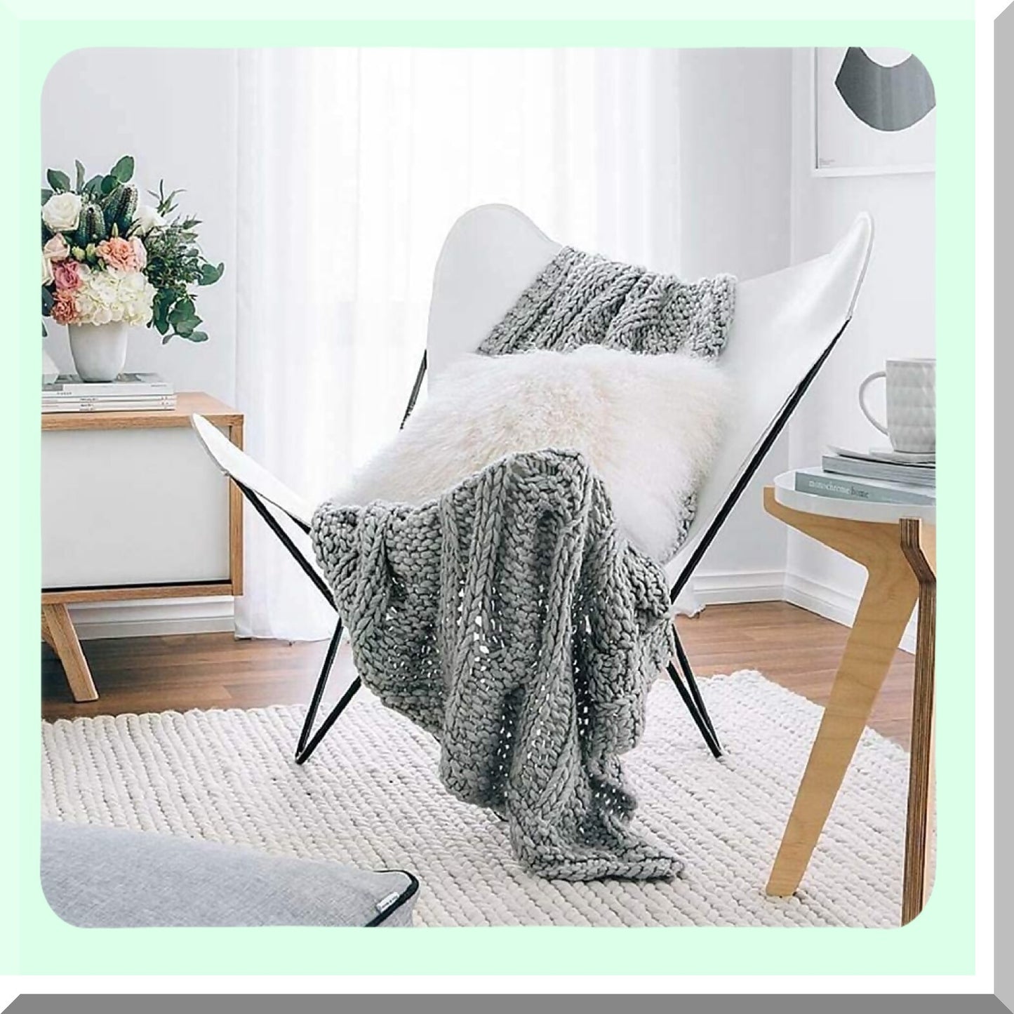 Luxurious White Mongolian Lamb Plush Pillow Cover - Soft Curly Sheep Cushion Case for Home Decor - Square Throw Protector - 16 X 16 Inch Wool Pillow Cover