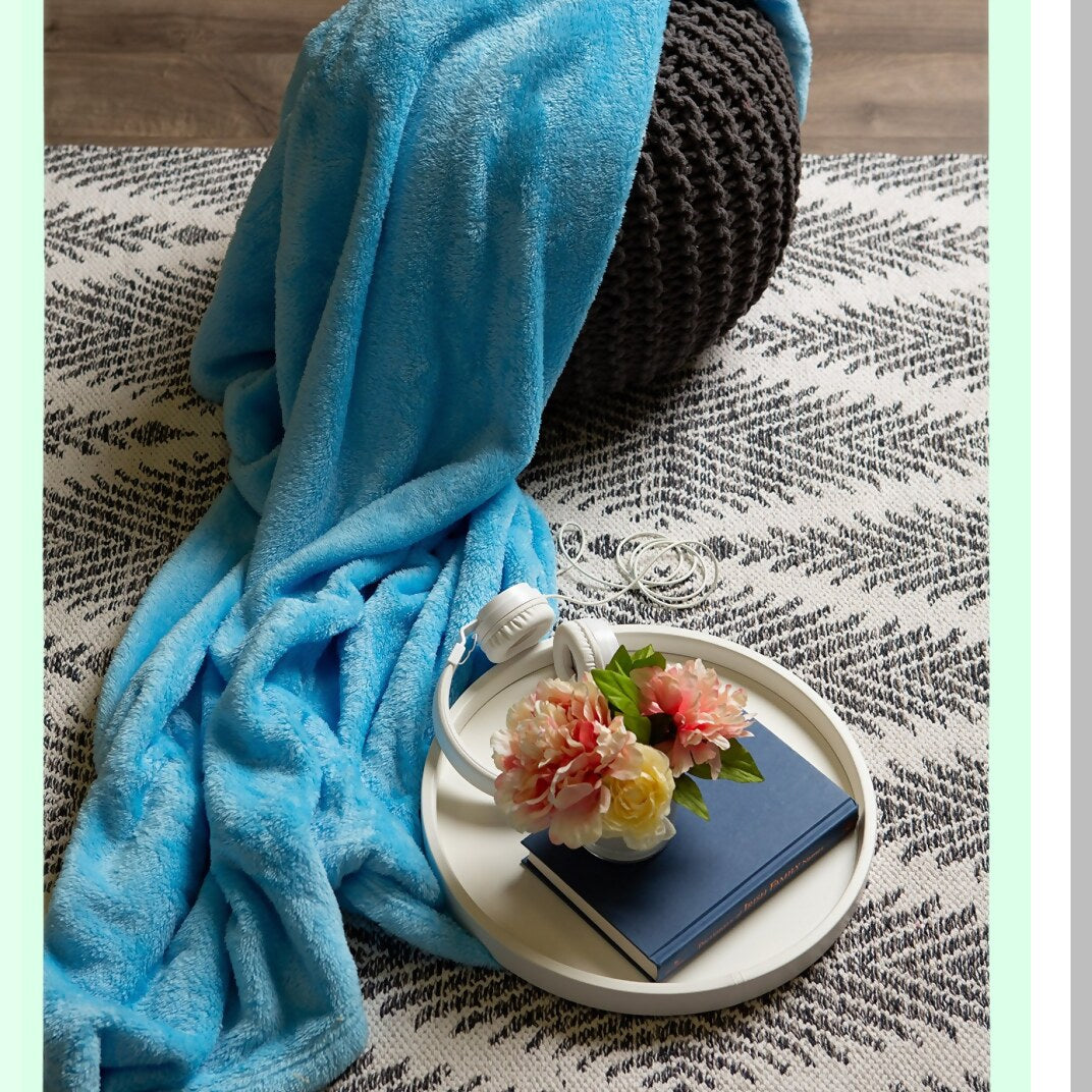 CozySea Reversible Fleece Throw Blanket, 50x60, Ultra-Soft, 2 Piece Set, Sea Breeze Blue