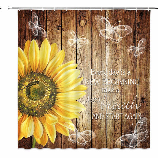 Rustic Sunflower Shower Curtain 70x70 inches