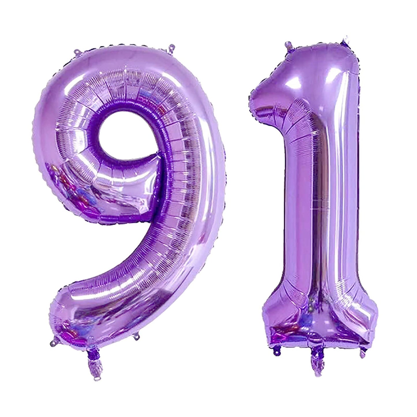Giant Digital Alphabet Balloons - 40" Number 91 Balloons for Birthday Party, Wedding, Bachelorette, Bridal Shower Decor - Purple Helium Balloons