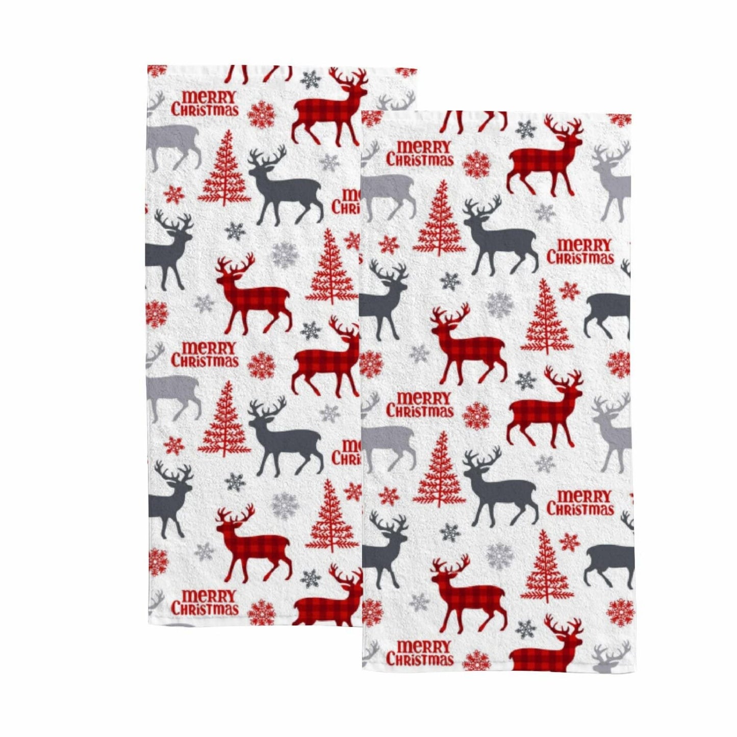 Deer Snowflakes Hand Towels Set 2 Pack 30x15 inches