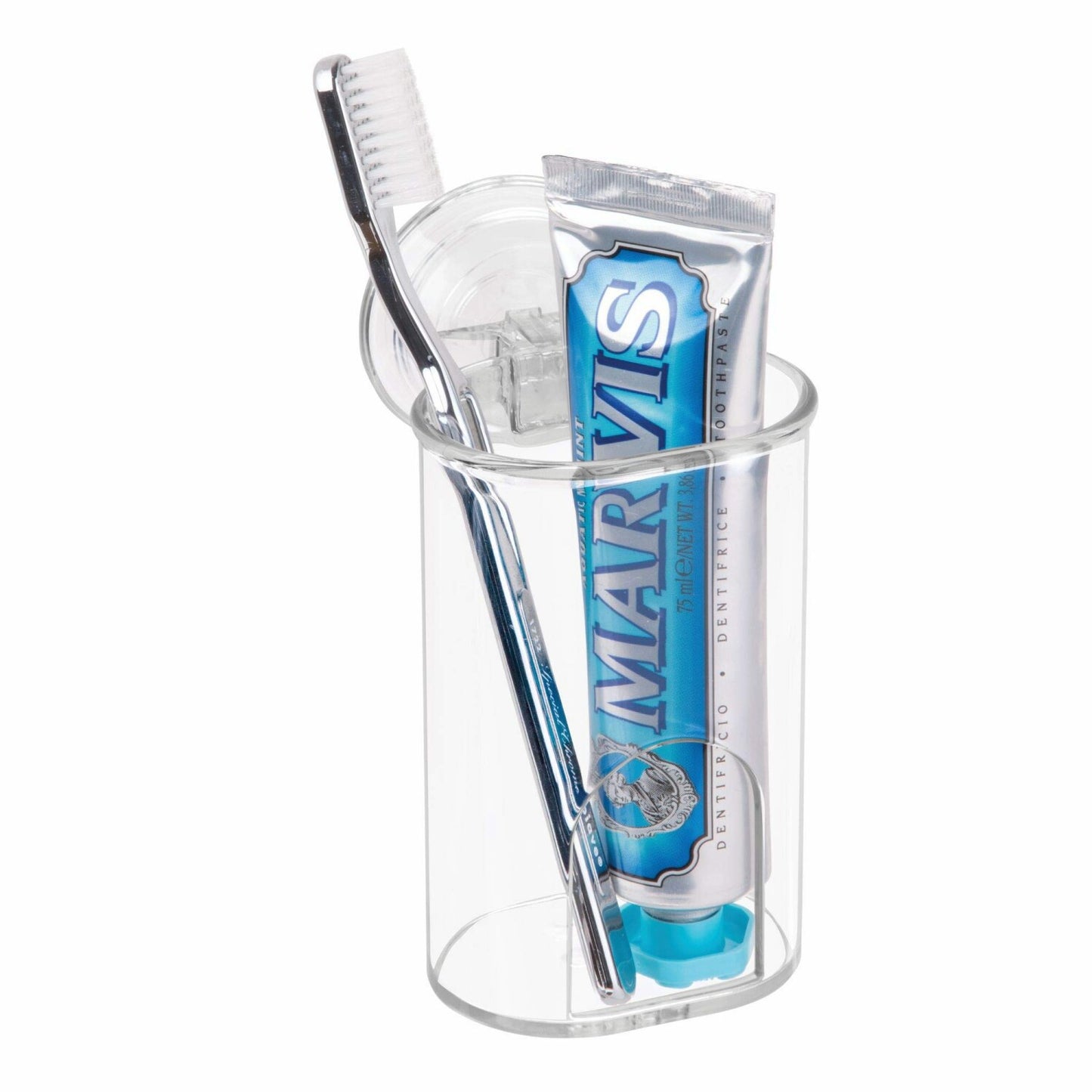 Plastic Suction Tumbler Cup and Bathroom Organizer, Clear