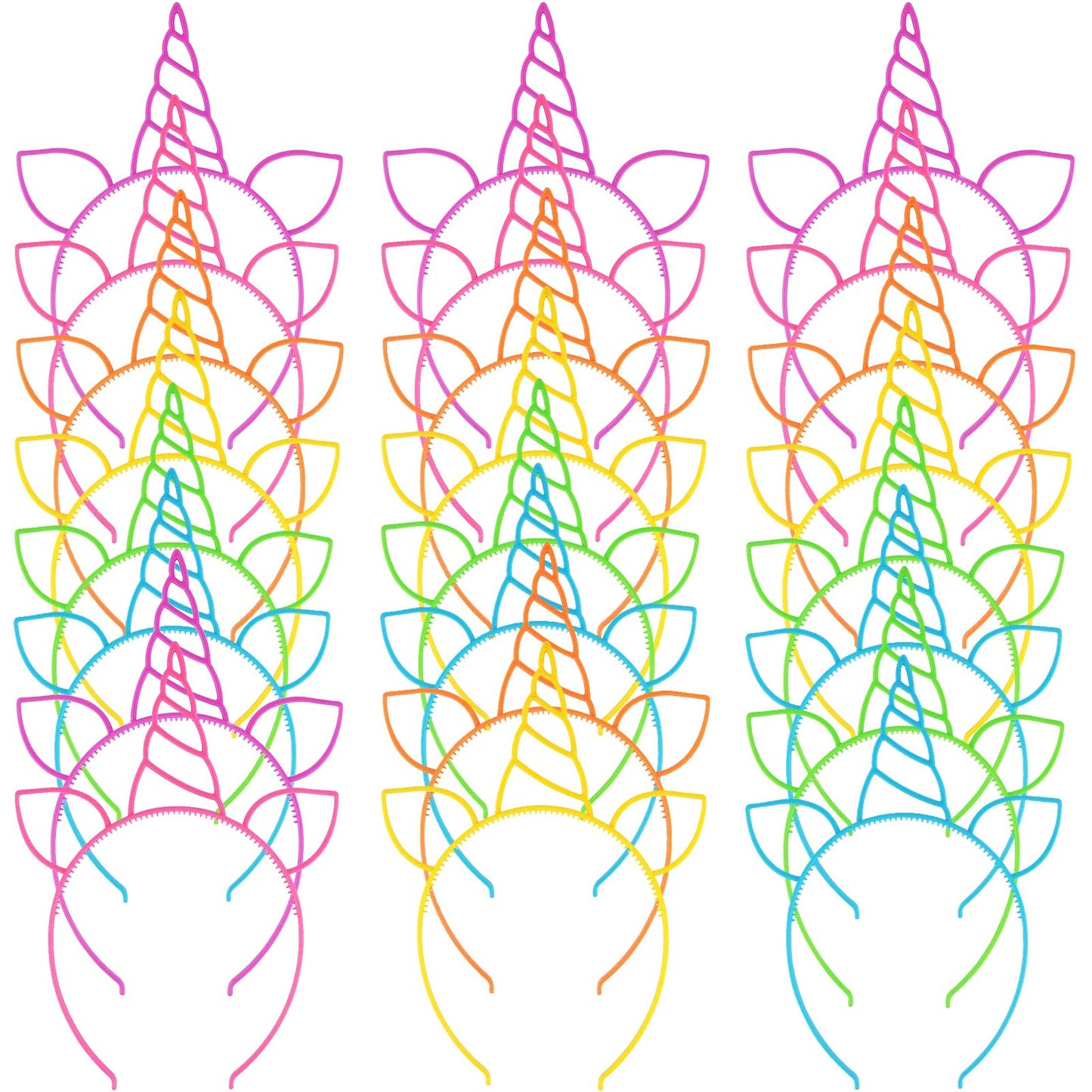 Unicorn Crown Party Pack - 24 Headbands for Girls, Hair Accessories for Birthday Party Favors, Teens, Toddlers, Children - Headware Supplies Gift