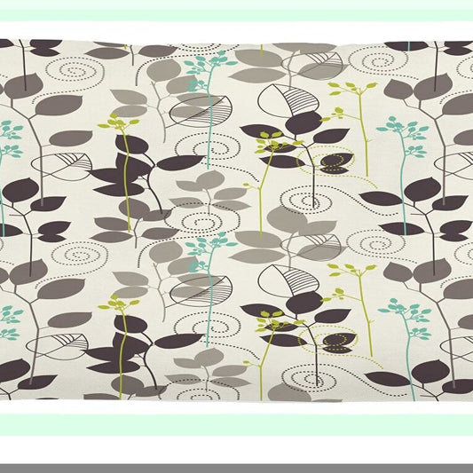 Autumn Beauty Floral Leaf Branches Cushion Cover - Doodle Leaves Decorative Pillow Case - Earthen Toned Rectangle Accent Pillow - 36" X 16" - Coconut