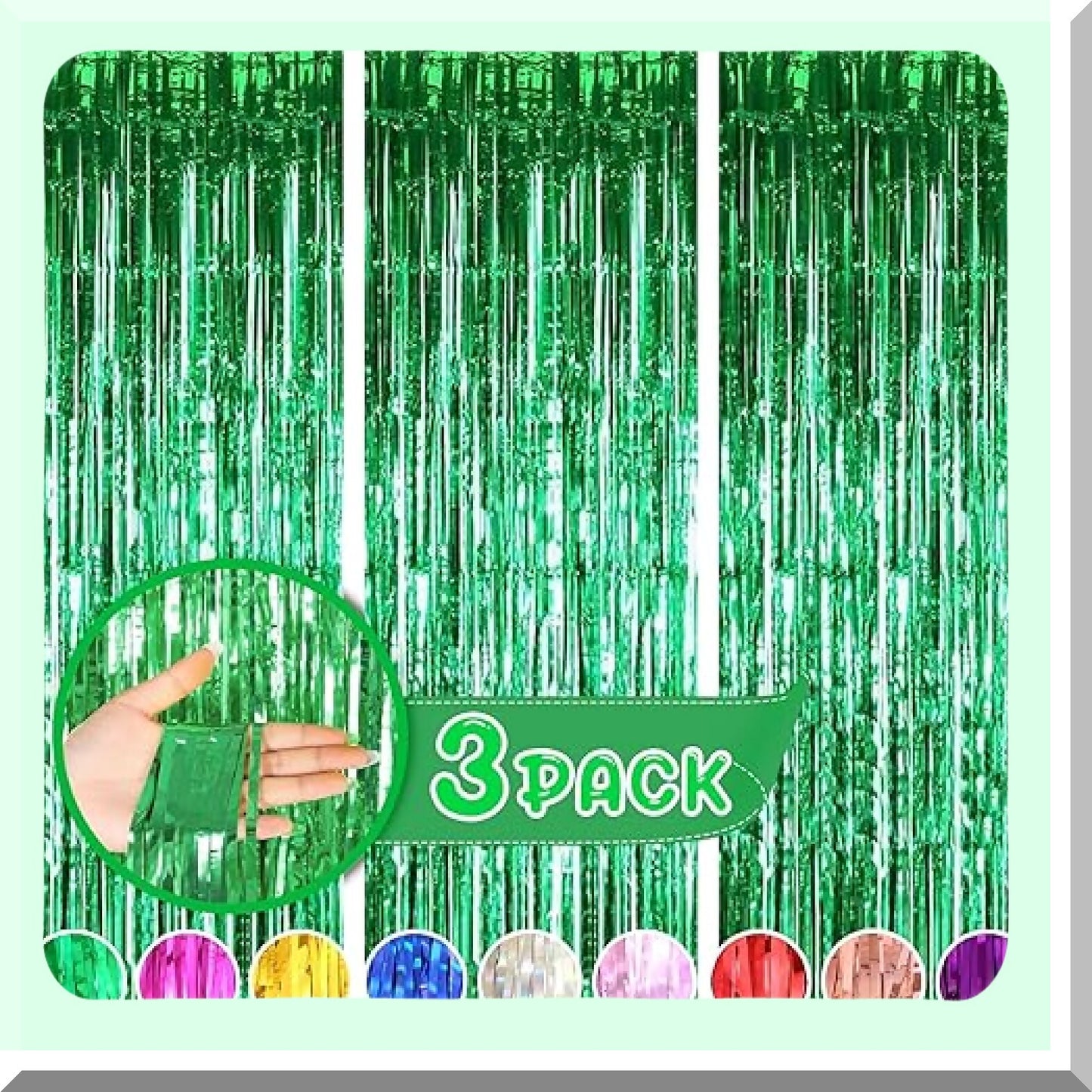 Colorful Shiny Fringe Curtains for Party Backdrop - 3 Pack