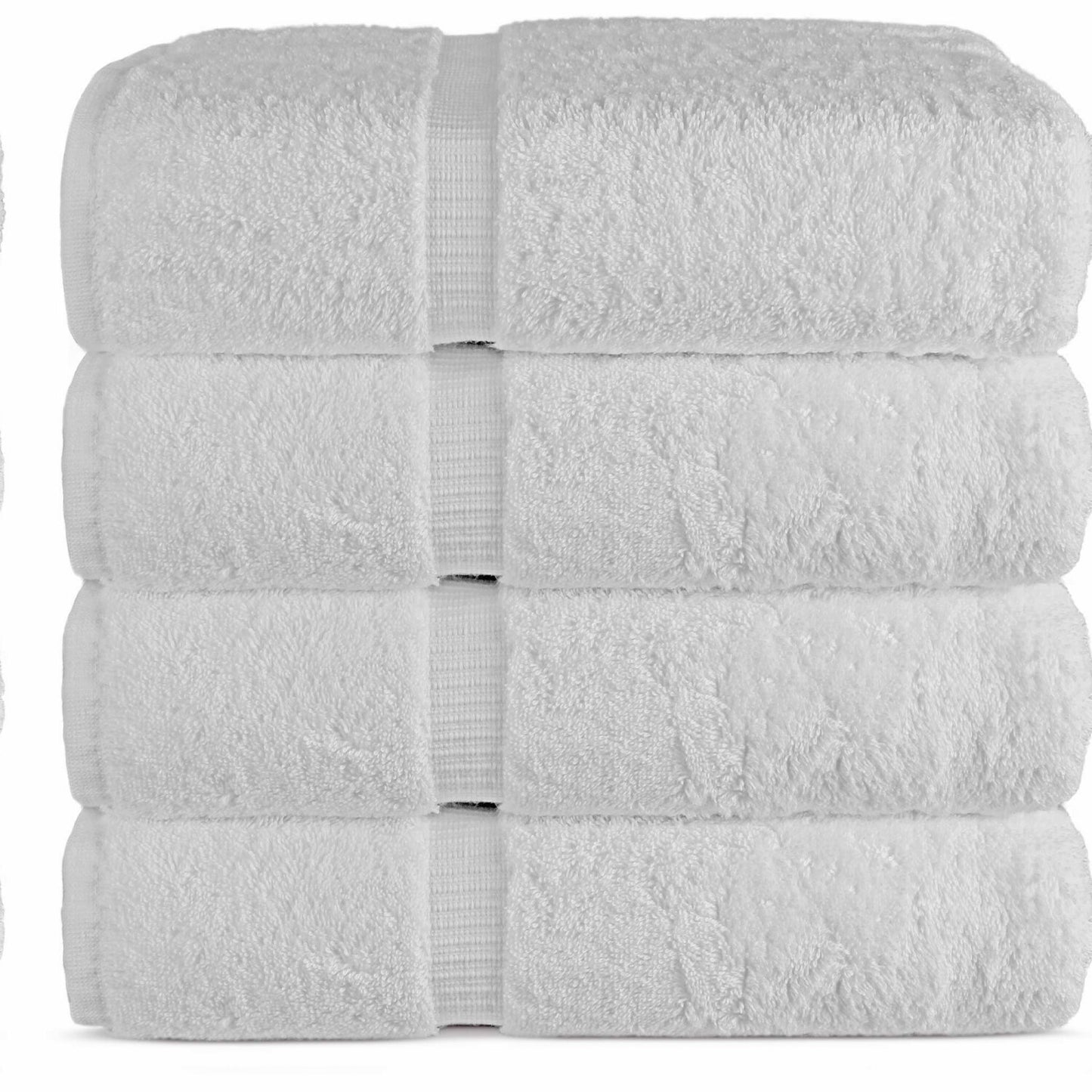 100% Cotton White Bath Towels 27"x54" 4-Piece