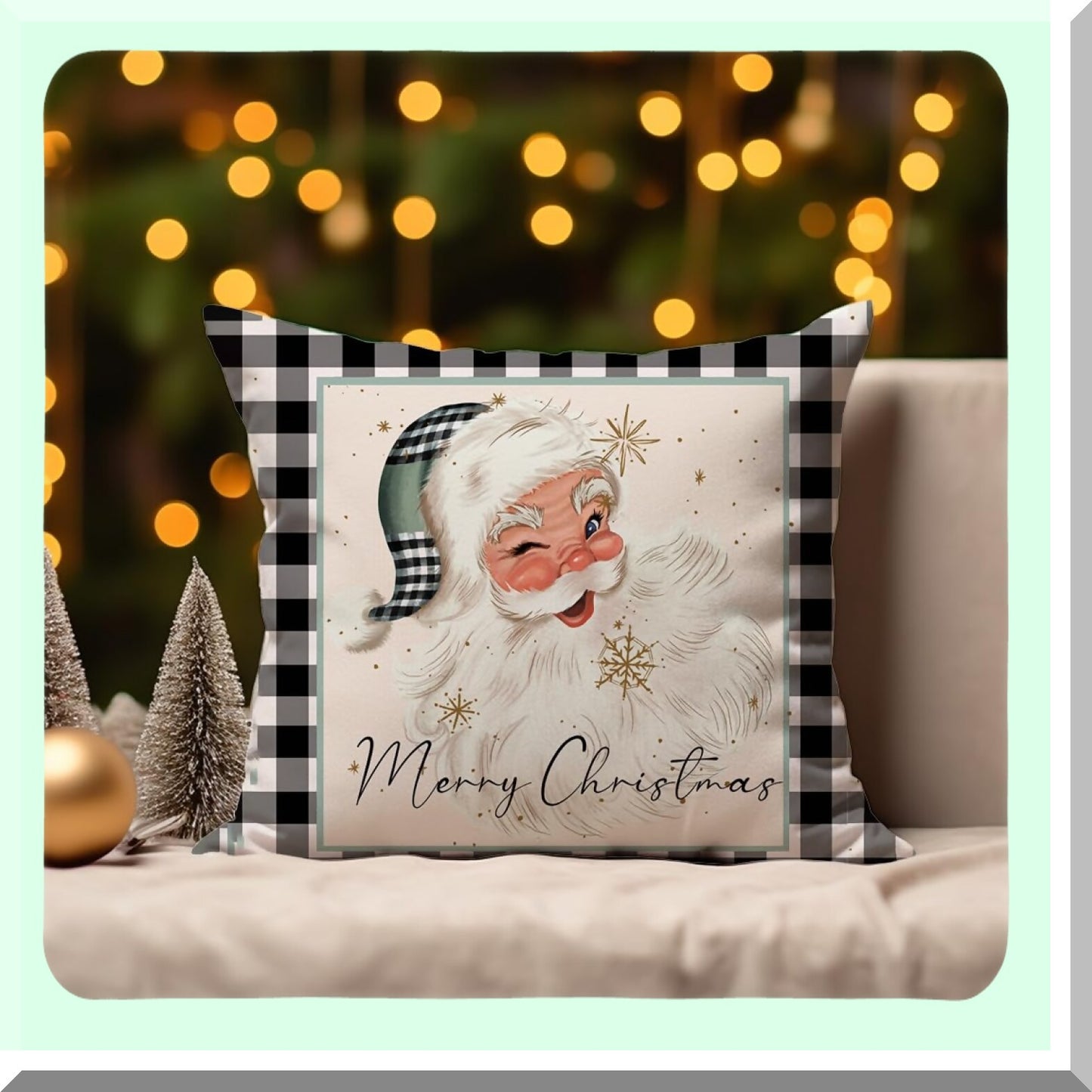 Winter Wonderland Pillow Covers Set - Snowflake Snowman Merry Claus Tree Truck Throw Pillows - Farmhouse Decor Cushion Case for Couch - Buffalo Plaid