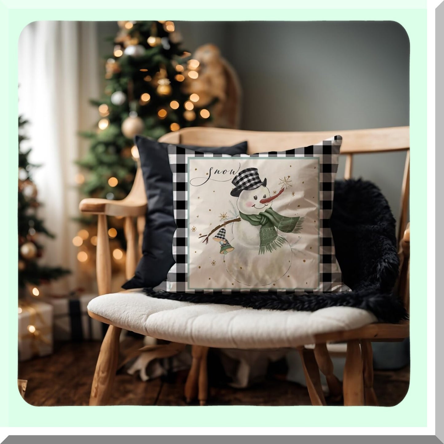 Winter Wonderland Pillow Covers Set - Snowflake Snowman Merry Claus Tree Truck Throw Pillows - Farmhouse Decor Cushion Case for Couch - Buffalo Plaid