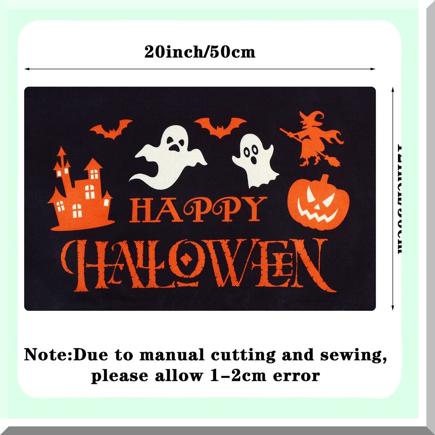 Spooky Treats Pillowcase Set - 20 x 12 Inch Happy Ghost Cushion Covers for Bed Sofa Home Decor - Trick or Treat Rectangular Throw Pillow Covers