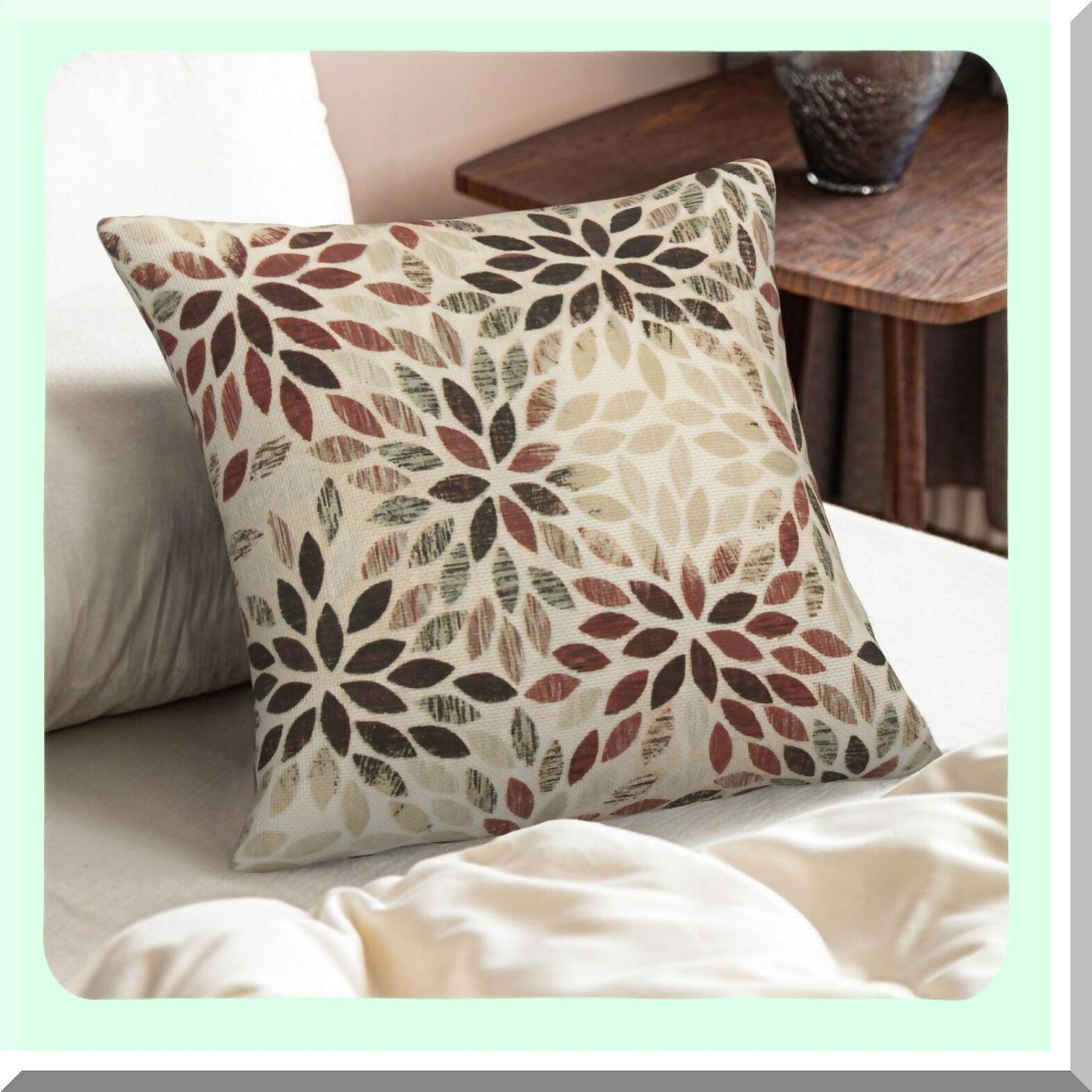 Rust Geometric Dahlia Pillow Covers - Set of 2 Farmhouse Linen Cushion Cases 20x20 Inch - Outdoor Decorative Throw Pillows for Sofa & Bedroom