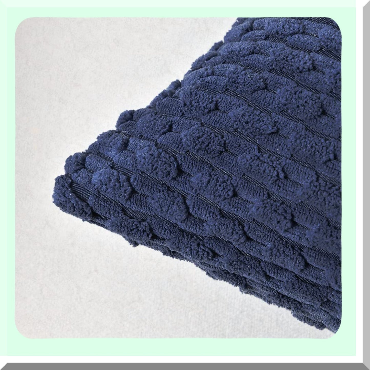 Navy Blue Boho Plush Pillow Covers - Set of 2 | Modern Farmhouse Decorative Cushion Cases for Couch, Bed, Sofa | Soft Corduroy 18x18 Inch 45x45 CM