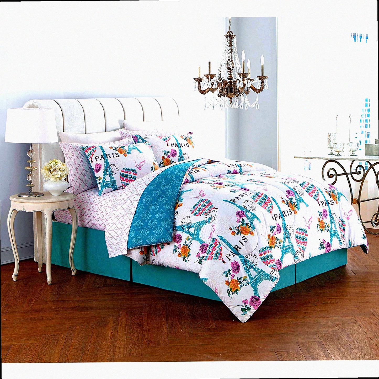 Orchid Bliss Queen Comforter Set - Luxurious 8-Piece Bedding Bundle for Ultimate Comfort and Style in Your Bedroom.