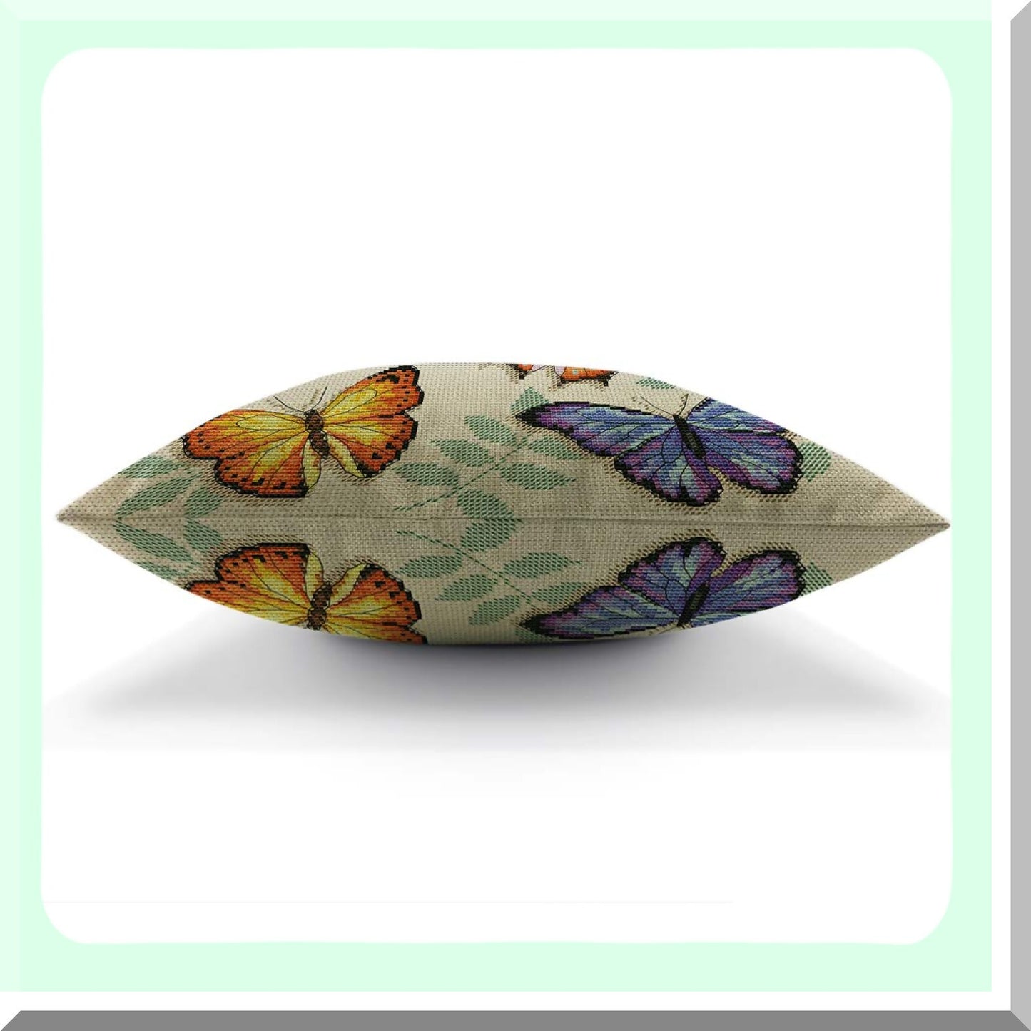 Colorful Nature Butterfly Pillow Cover - 18x18 Inch Cute Animal Leaves Square Cushion Case for Home & Car Decor - Cotton Linen Decorative Pillow