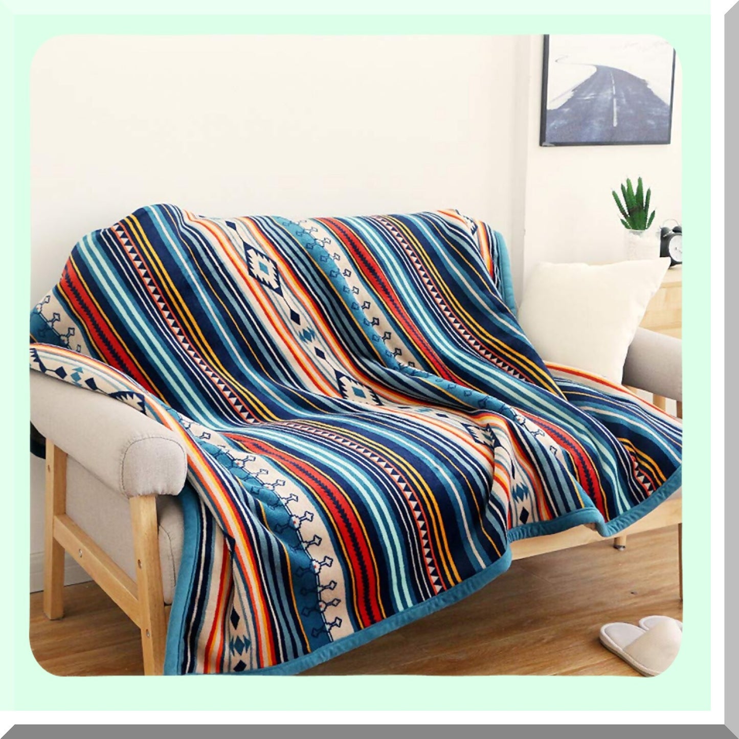 Boho Bliss Sherpa Throw - Ultra Soft Plush Flannel Blanket for Bed, Couch, Sofa, Office, or Camping (80'' x 60'')
