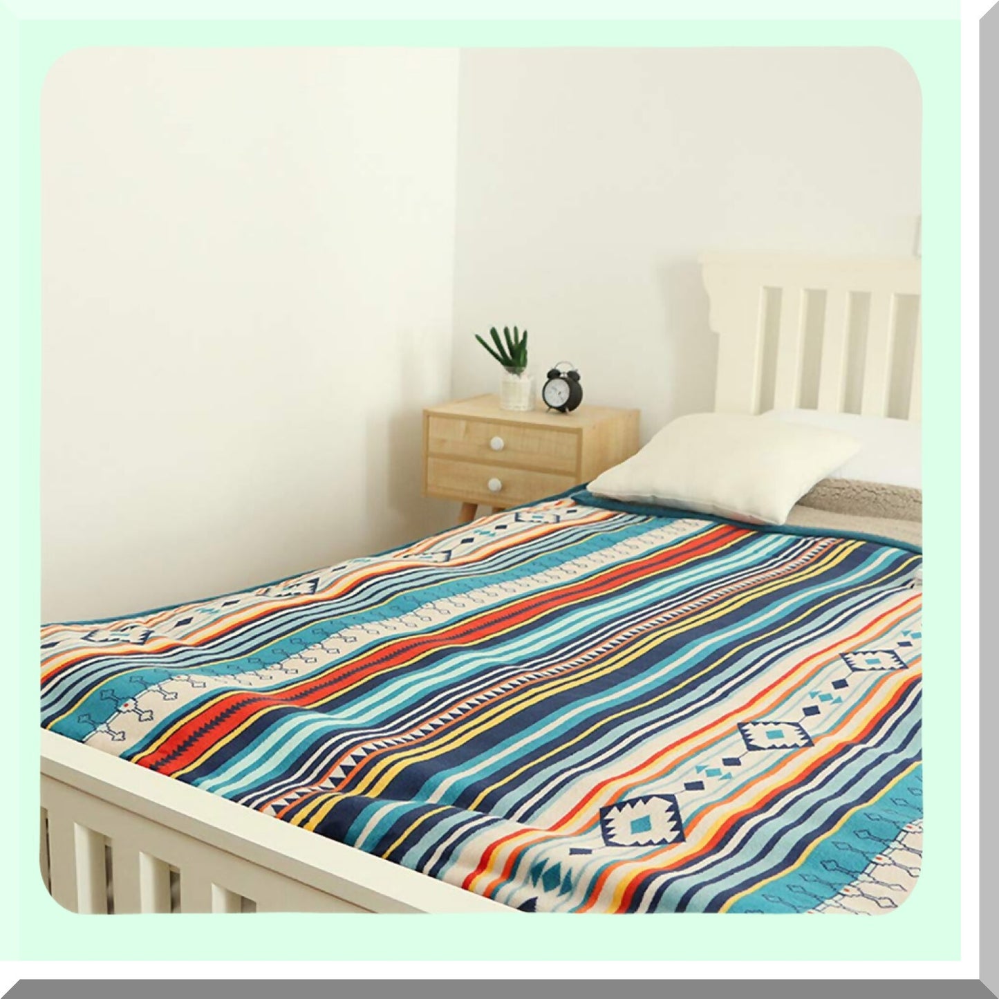 Boho Bliss Sherpa Throw - Ultra Soft Plush Flannel Blanket for Bed, Couch, Sofa, Office, or Camping (80'' x 60'')