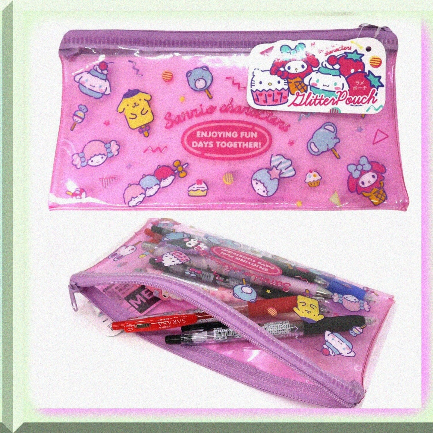 Vinyl Glitter Pouch Flat Zipper Pencil Case