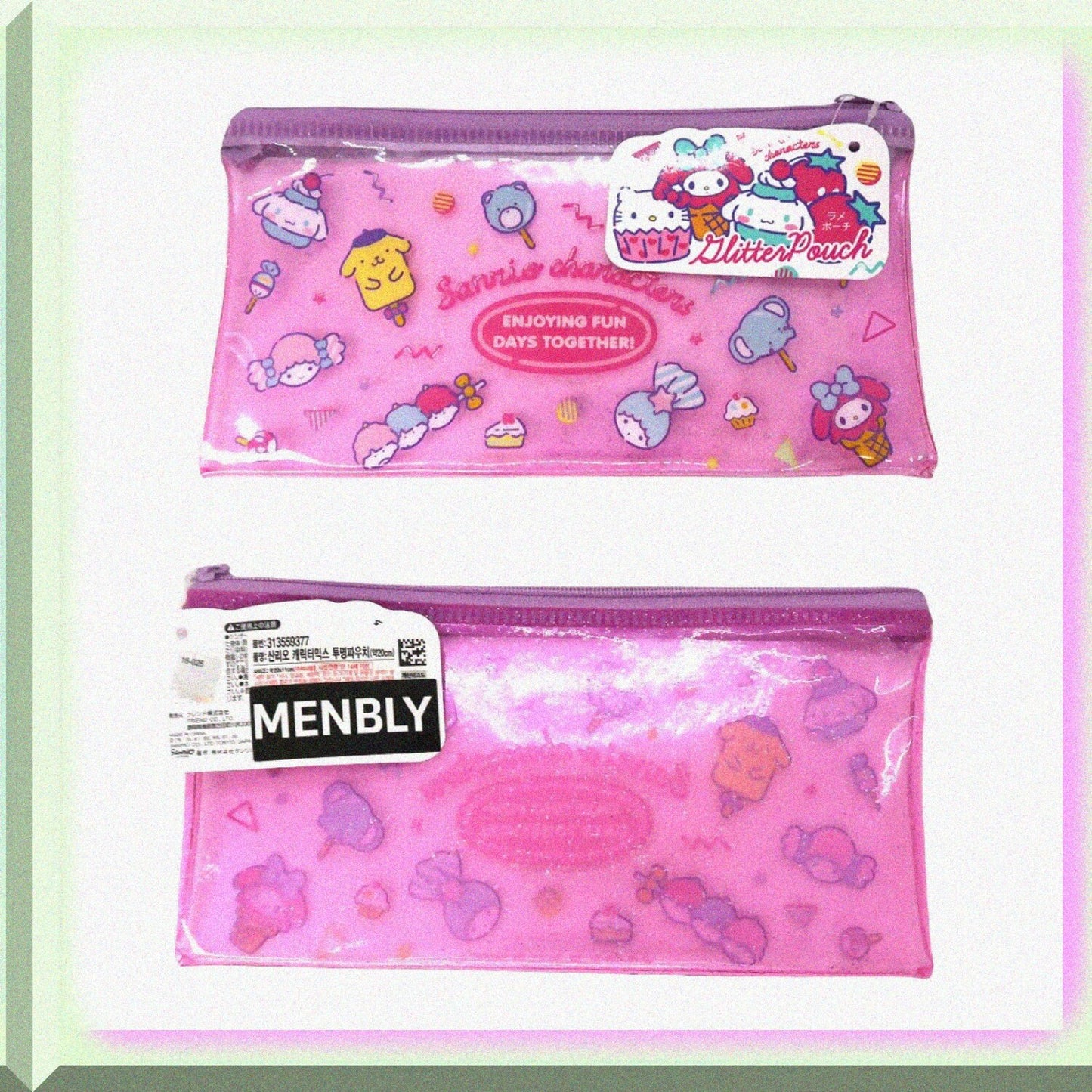 Vinyl Glitter Pouch Flat Zipper Pencil Case
