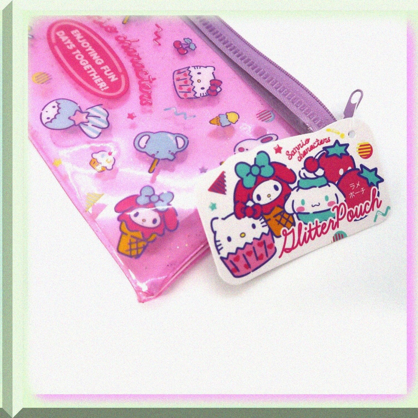 Vinyl Glitter Pouch Flat Zipper Pencil Case