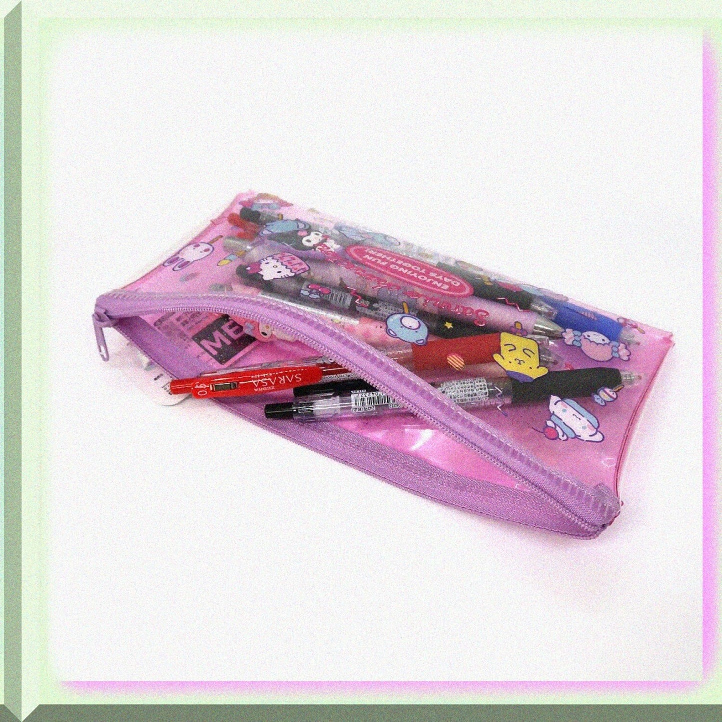 Vinyl Glitter Pouch Flat Zipper Pencil Case
