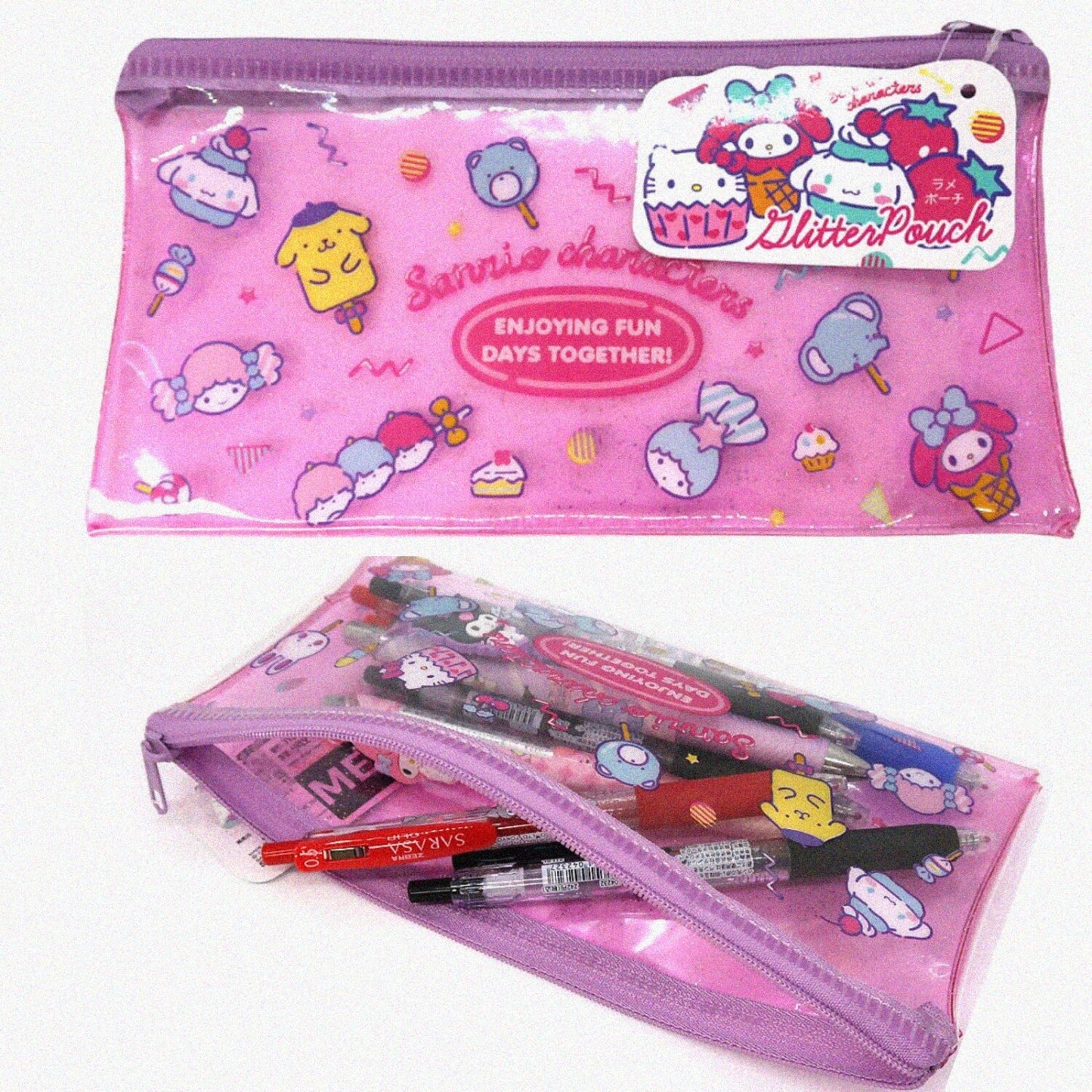 Vinyl Glitter Pouch Flat Zipper Pencil Case