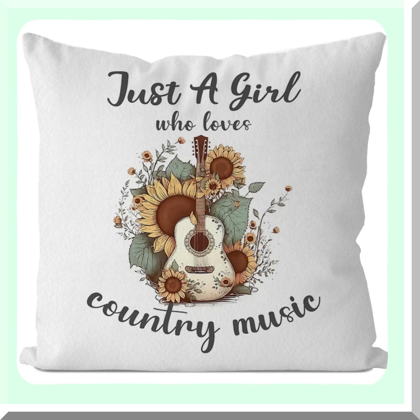 Country Melody Decorative Pillow Cover - 18x18 Inch, Music Lover Cushion Home Decor, Gifts for Women & Teen Girls who Love Country Music