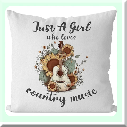 Country Melody Decorative Pillow Cover - 18x18 Inch, Music Lover Cushion Home Decor, Gifts for Women & Teen Girls who Love Country Music