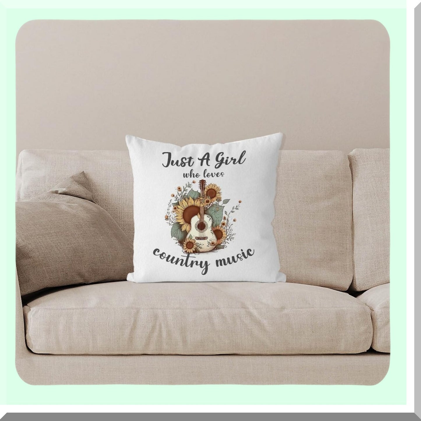 Country Melody Decorative Pillow Cover - 18x18 Inch, Music Lover Cushion Home Decor, Gifts for Women & Teen Girls who Love Country Music