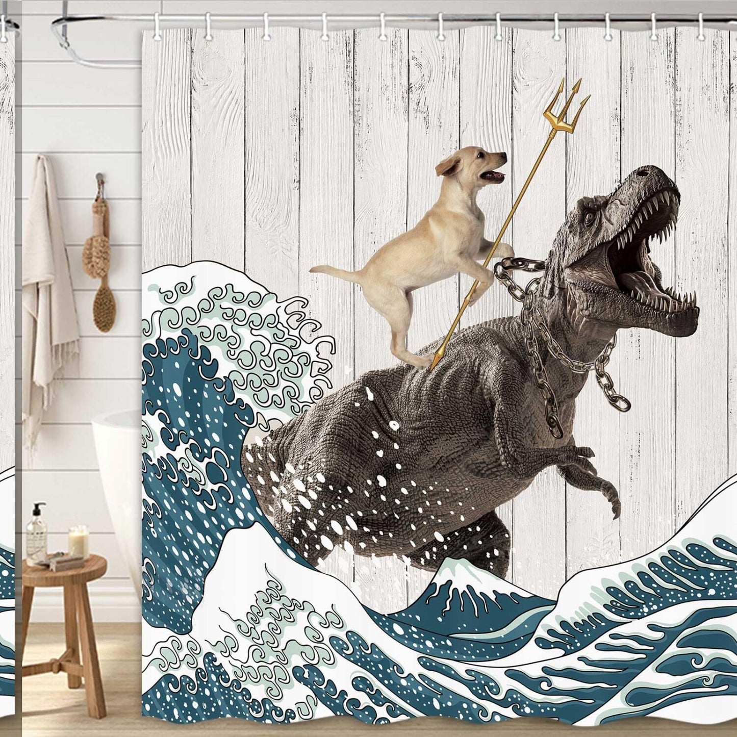 Dog Shower Curtain 70x70 Inches Waterproof Fabric