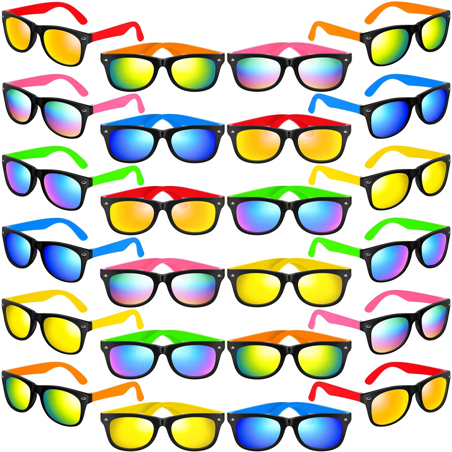 Kids Neon Sunglasses Party Favors, 24 Pack with UV400 Protection