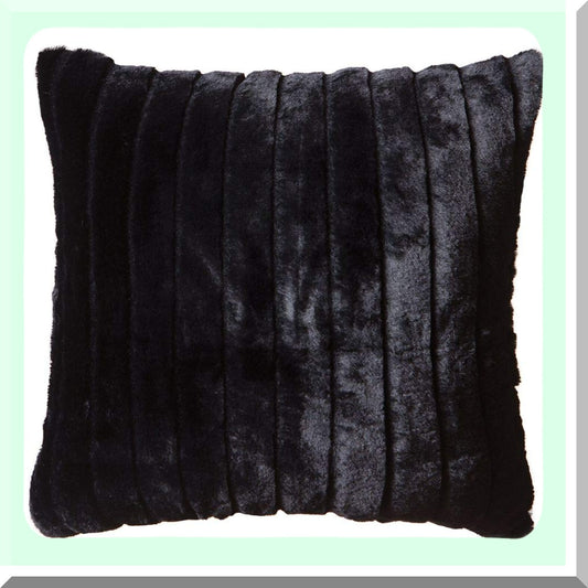 Luxury Stripe Black Throw Pillow - 18x18 Inch Insert Included - Soft Mink Fabric - Decorative Cushion for Sofa, Bed, or Chair - Elegant Home Decor