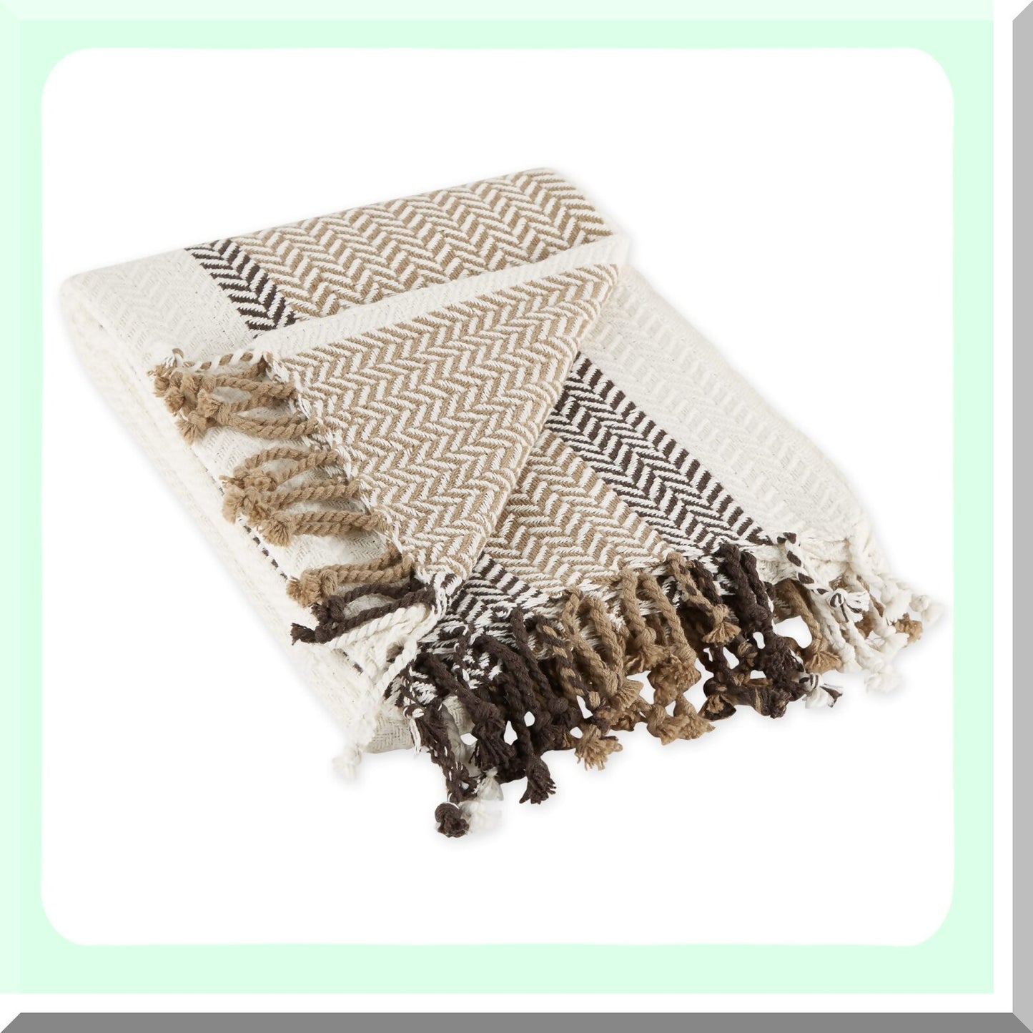 CozyStripe Herringbone Throw Blanket, 50x60, Stone