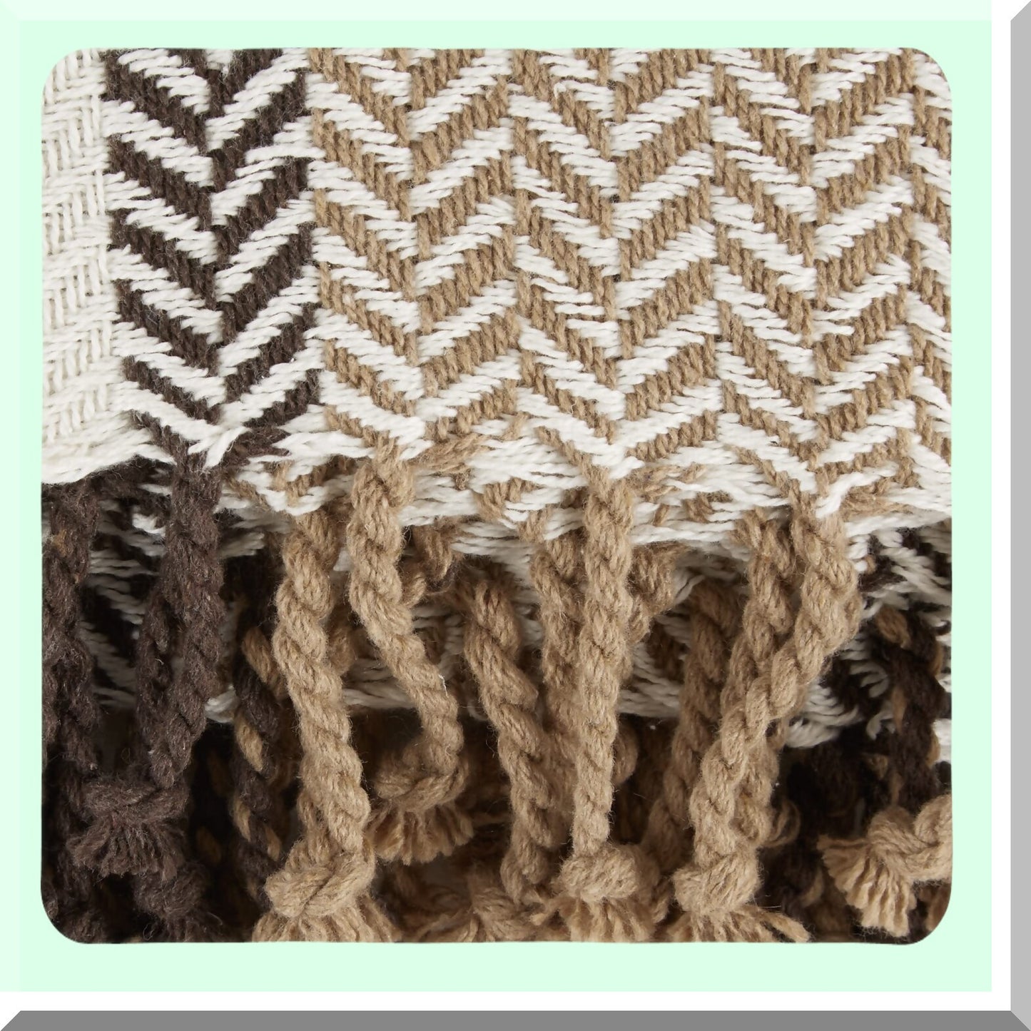 CozyStripe Herringbone Throw Blanket, 50x60, Stone